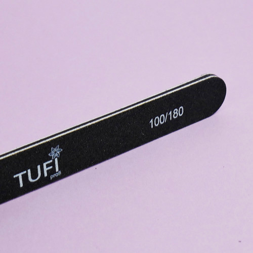Straight nail file TUFI profi  PREMIUM  black 100/180, 17.8 cm 25 pc (01221898) - Фото №3
