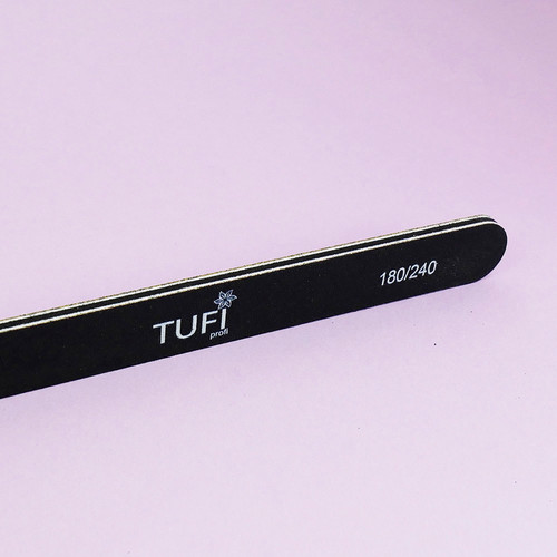 Straight nail file TUFI profi  PREMIUM  black 180/240, 17.8 cm 25 pc (0122190) - Фото №3