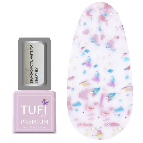 Топ TUFI profi PREMIUM Diamond Potal Matte Top матовый c поталью и шиммером звездное небо 8 мл (0125772) - Фото №1