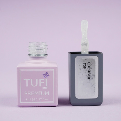 Топ TUFI profi PREMIUM Dot Silver Top c мелкой крошкой 8мл (0125775) - Фото №3