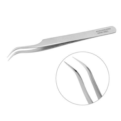 Professional eyelash tweezers Staleks Pro EXPERT 41 TYPE 1 (curved)