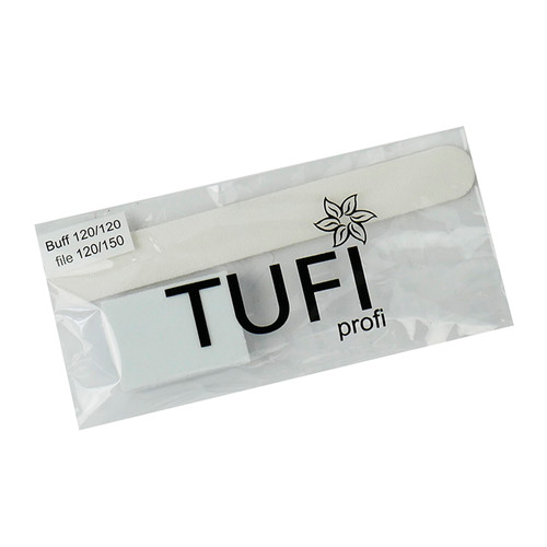 Набор одноразовый TUFI profi PREMIUM пилочка 120/150 и баф 120/120 белый (0102944)