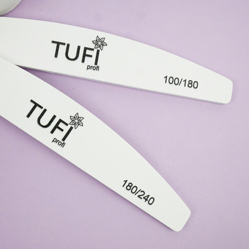 Half-round nail file TUFI profi PREMIUM white 180/240 grit 17,8 сm 1 pc (0231934) - Фото №4