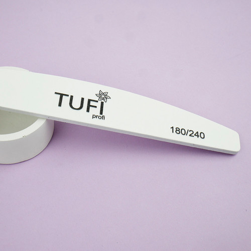 Half-round nail file TUFI profi PREMIUM white 180/240 grit 17,8 сm 1 pc (0231934) - Фото №3