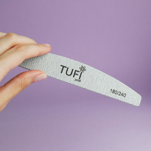 Half-round nail file TUFI profi PREMIUM gray 180/240 grit 17,8 сm 1 pc (0102948) - Фото №3