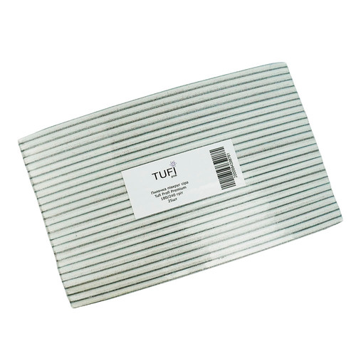 Half-round nail file TUFI profi PREMIUM gray 180/240 grit 17,8 сm 25 pcs (0102949) - Фото №1