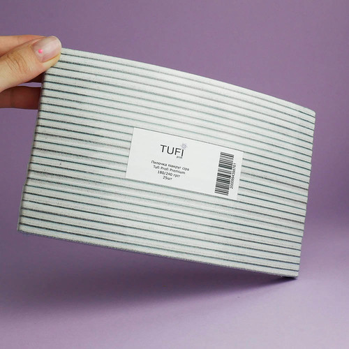 Half-round nail file TUFI profi PREMIUM gray 180/240 grit 17,8 сm 25 pcs (0102949) - Фото №3