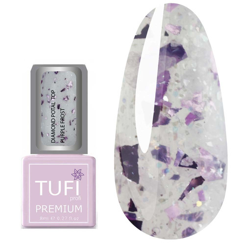 Топ TUFI profi PREMIUM Diamond Potal Top c поталью и шиммером лиловый иней 8 мл (0227050) - Фото №1