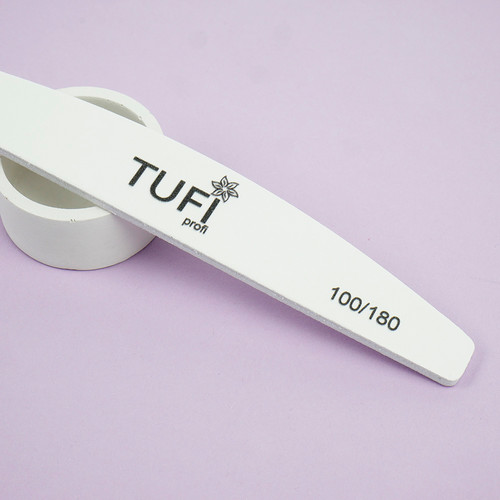 Half-round nail file TUFI profi PREMIUM white 100/180 grit 17,8 cm 25 pcs (0231932) - Фото №3