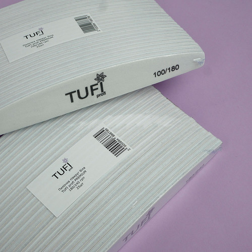 Half-round nail file TUFI profi PREMIUM white 100/180 grit 17,8 cm 25 pcs (0231932) - Фото №4