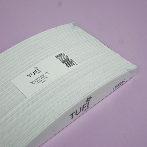 Half-round nail file TUFI profi PREMIUM white 180/240 grit 17,8 cm 25 pcs (0231931) - Фото №3