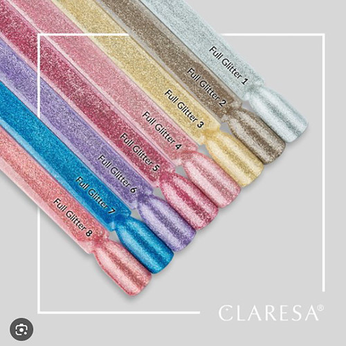 Лак гибридный Claresa FULL GLITTER 1, серебристый, глянцевый, 5 г - Фото №2