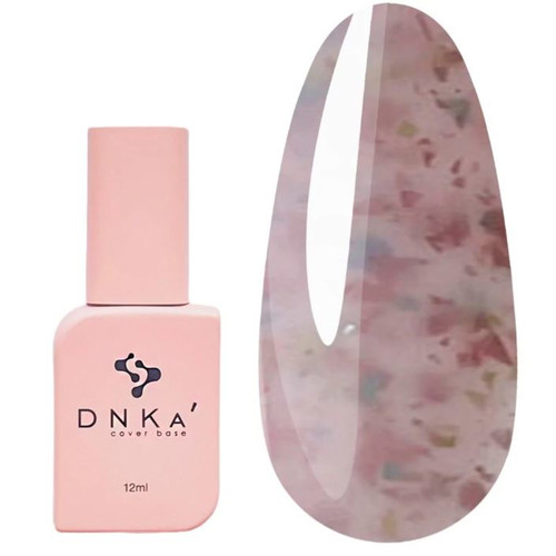 База DNKa Cover  Base №011B нежно-розовый с кусочками нежно-розовой, голубой и желтой потали 12 мл
