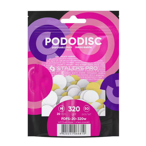 Сменные файлы белые для педикюрного диска на мягкой основе PODODISC STALEKS PRO M 320 грит (50 шт) - Фото №1