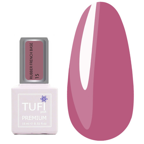 База TUFI profi PREMIUM Rubber French Base 015 чайная роза 15 мл - Фото №1