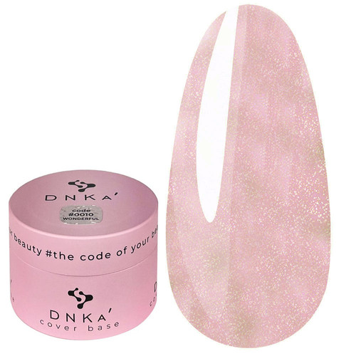 База для ногтей DNKa Cover Base №0010 Wonderful нежно-розовый с блестками опал 30 мл (DNKA0010-30) - Фото №1