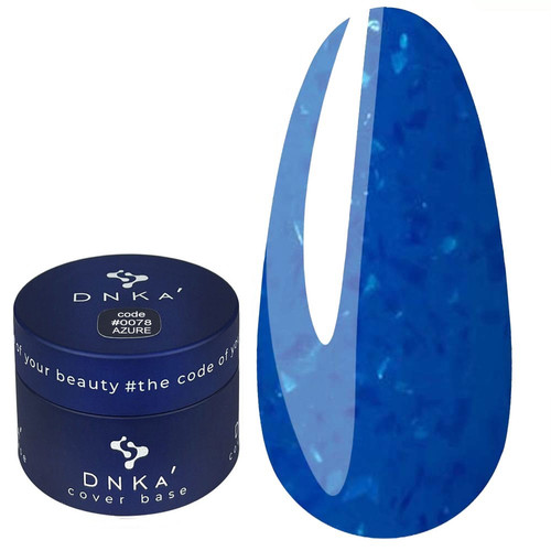 База для ногтей DNKa Cover Base №0078 Azure электрик с серебряной поталью 30 мл (DNKA0078-30) - Фото №1