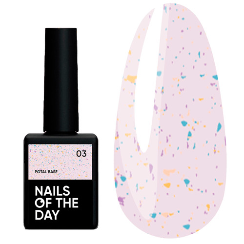 База NAILSOFTHEDAY Potal №03 розовый с фиолетово-бирюзовой и золотой поталью 10 мл - Фото №1
