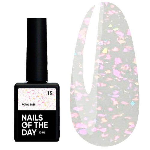 База NAILSOFTHEDAY Potal №15 молочный с разноцветной поталью 10 мл - Фото №1