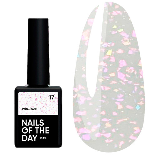 База NAILSOFTHEDAY Potal №17 молочный с разноцветной поталью 10 мл - Фото №1