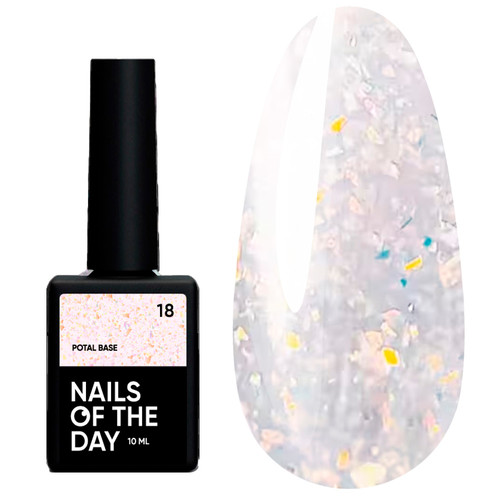 База NAILSOFTHEDAY Potal №18 молочный с разноцветной поталью 10 мл - Фото №1