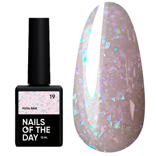 База NAILSOFTHEDAY Potal №19 розовый с разноцветной поталью 10 мл