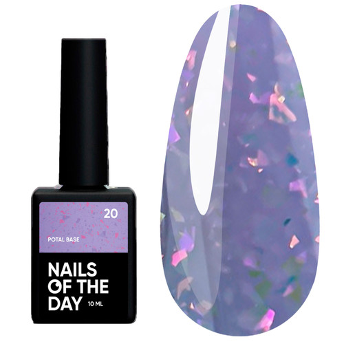 База NAILSOFTHEDAY Potal №20 фиолетовый с разноцветной поталью 10 мл - Фото №1