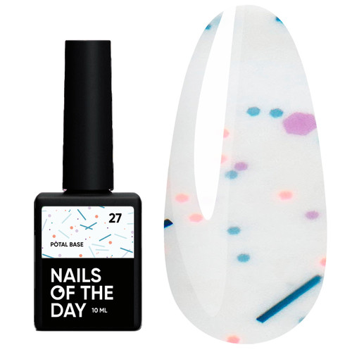 База NAILSOFTHEDAY Potal №27 молочный с разноцветной поталью 10 мл - Фото №1