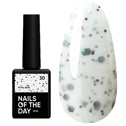 База NAILSOFTHEDAY Potal №30 молочный с разноцветной поталью 10 мл - Фото №1