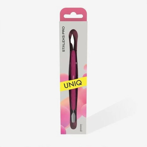 Manicure spatula with silicone handle STALEKS UNIQ 10 TYPE 3 pusher round narrow + hatchet - Фото №3