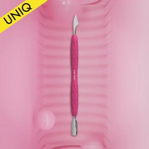 Manicure spatula with silicone handle STALEKS UNIQ 10 TYPE 3 pusher round narrow + hatchet - Фото №2