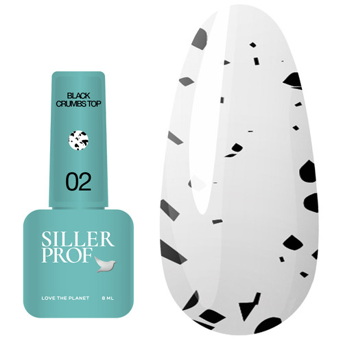 Топ SILLER Black Crumbs №02 без липкого слоя с УФ фильтрами с крошкой 8 мл (u0000012747) - Фото №1