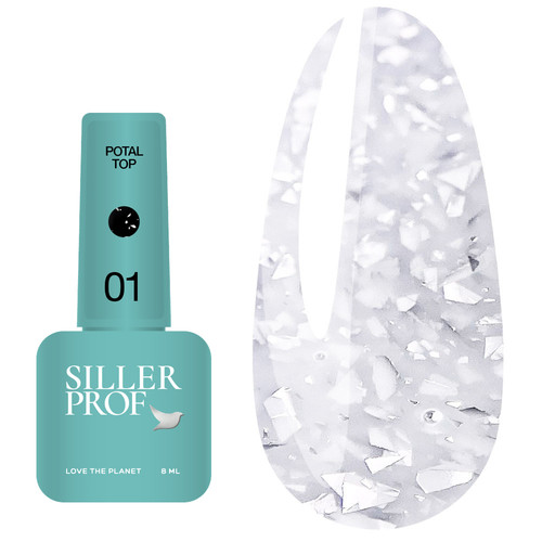 Топ SILLER Potal №01 без липкого слоя прозрачный с серебряной поталью 8 мл (u0000012748) - Фото №1