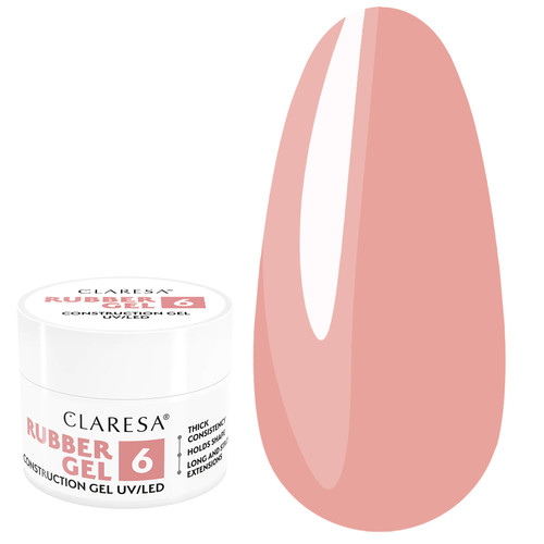 Gel for extensions Claresa Rubber Gel 6 beige pink 90 g - Фото №1