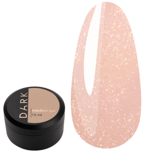Gel for extensions DARK Medium Gel №31 (updated color) peach with glitter 15 ml - Фото №1
