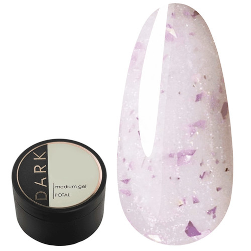 Gel for extensions DARK Medium Potal Gel №02 milky with purple leaf 15 ml - Фото №1
