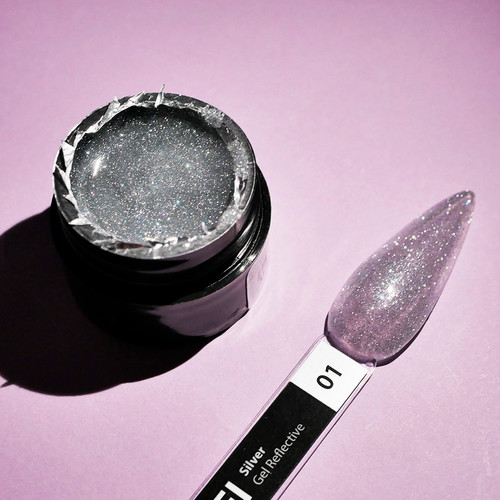 Gel for extensions TUFI profi PREMIUM Gel Reflective 01 silver reflective 5 g (0308083) - Фото №3