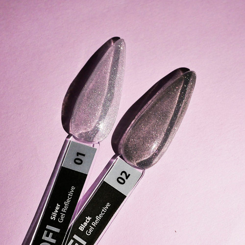 Gel for extensions TUFI profi PREMIUM Gel Reflective 01 silver reflective 5 g (0308083) - Фото №4
