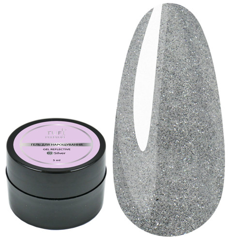 Gel for extensions TUFI profi PREMIUM Gel Reflective 01 silver reflective 5 g (0308083) - Фото №1