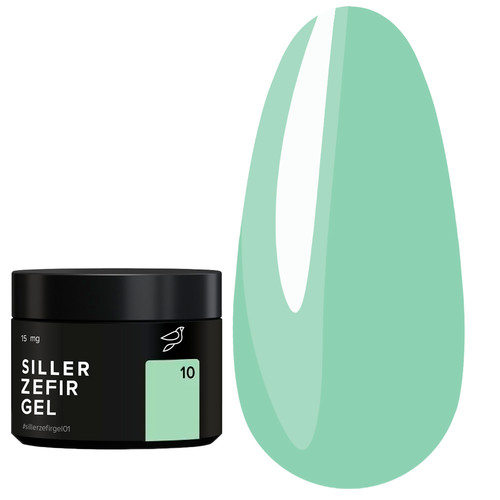 Gel for extension SILLER Zefir №10 (jar) light green 15 ml (NF-00019237) - Фото №1