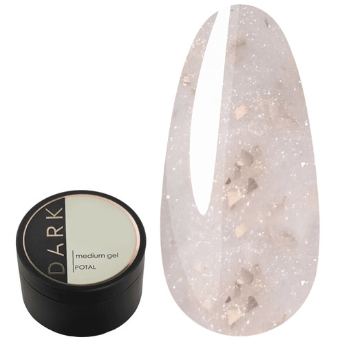Гель для наращивания DARK Medium Potal Gel №04 молочный с золотой поталью 15 мл - Фото №1