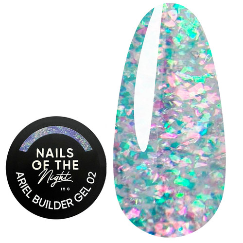 NAILSOFTHENIGHT Ariel Builder gel 02 with multi-colored yucca flakes 15 ml - Фото №1
