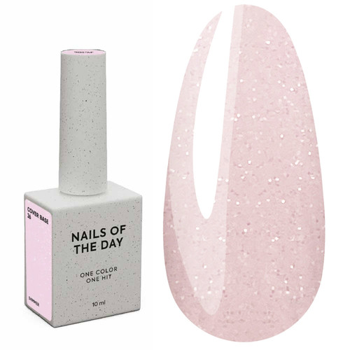 Base NAILSOFTHEDAY Cover NEW Formula 26 delicate pink with silver glitter 10 ml - Фото №1