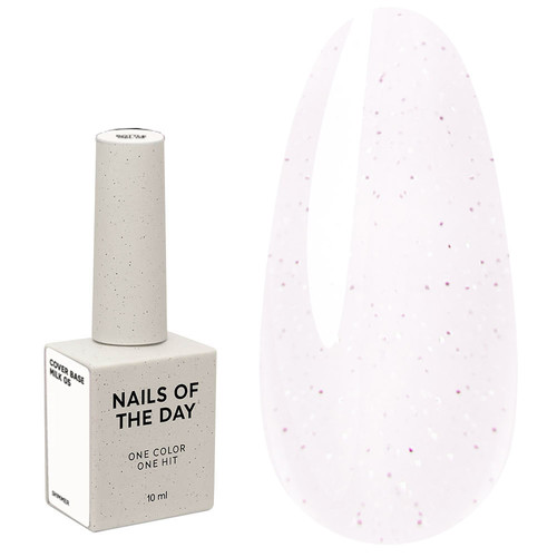 Base NAILSOFTHEDAY Cover NEW Formula Milk 05 milky with pink glitter 10 ml - Фото №1