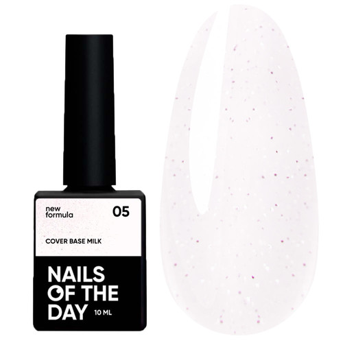 База для ногтей NAILSOFTHEDAY Cover NEW Formula Milk 05 молочный с розовыми блестками 10 мл - Фото №1