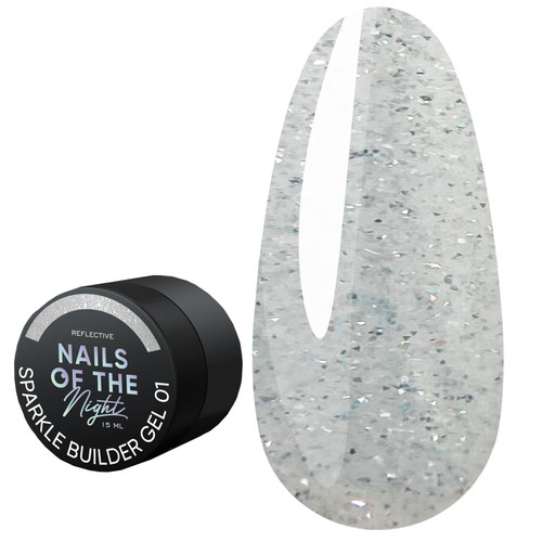 NAILSOFTHENIGHT Sparkle Builder gel 01 silver reflective 15 ml - Фото №1