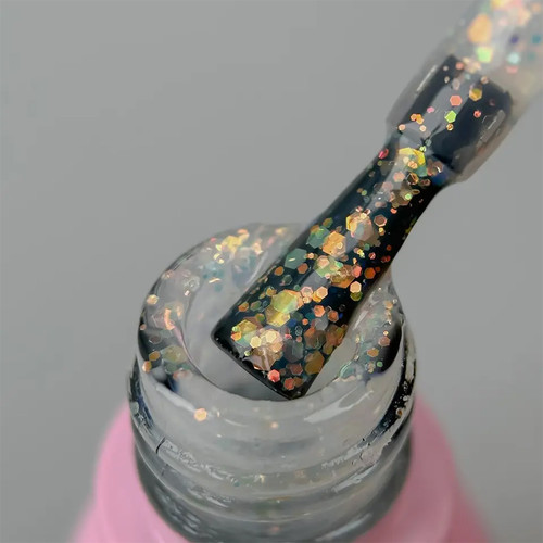 Гель-лак Toki-Toki Unicorn UN01 полупрозрачный белый с блестками 5 мл - Фото №2