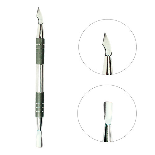 Manicure spatula OLTON double-sided with case 13.5 cm pusher + hatchet - Фото №1