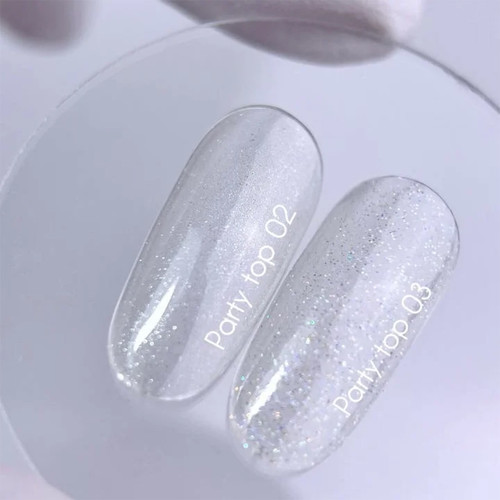 Топ NAILSOFTHEDAY Party top 02 прозрачный с мелким шиммером 10 мл - Фото №2
