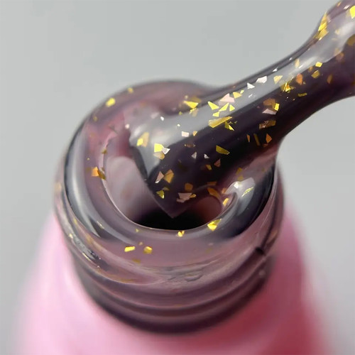База Toki-Toki Glaze Base GL02 светло-коричневый с золотой поталью 5 мл - Фото №2